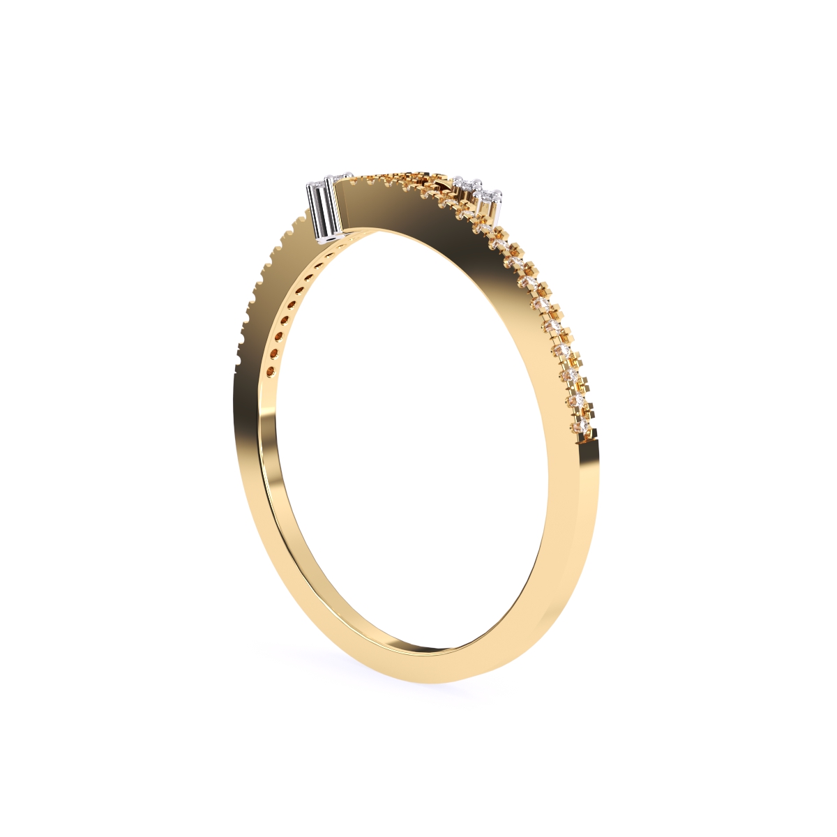 Trendy Round Diamond Bypass Wedding Band